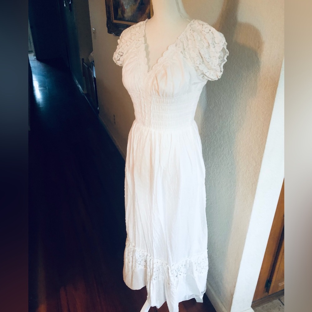 White Peasant Lace Dress by Anna Kaci Wedding